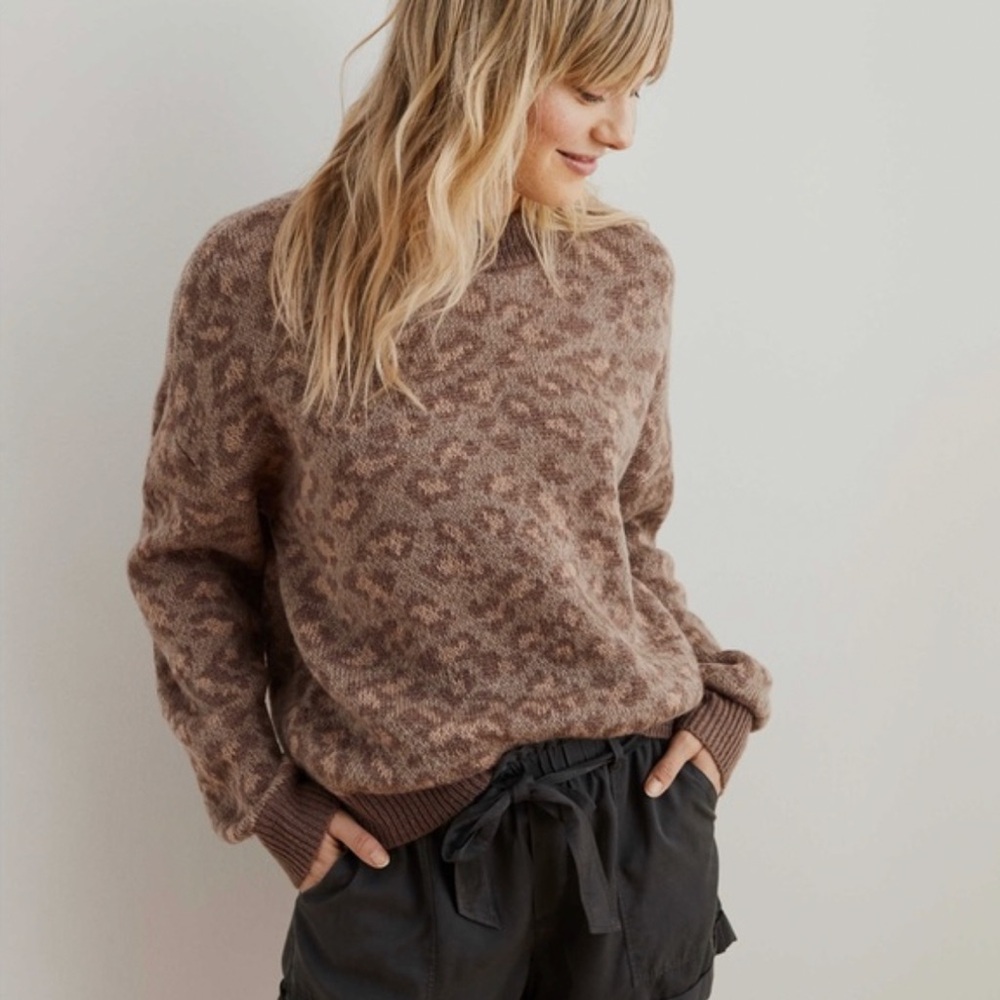 Aerie leopard crew sweater